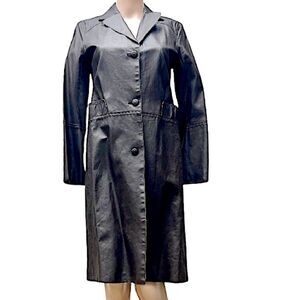 Max Studio Leather Trench Coat Jacket